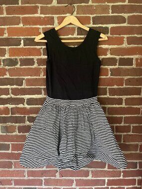 Kate Spade Saturday Scoop Back Dress in Black with Stripes, Size XS